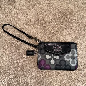Coach Wristlet with Black, Grey, and Purple Design